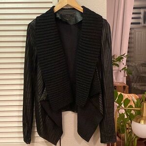 Cowl neck leather striped jacket. Great condition. Size small.